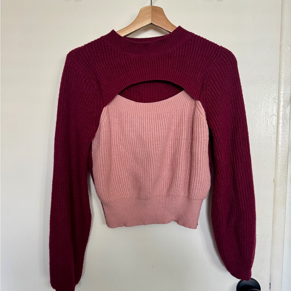 Two-Tone Knit Sweater - M